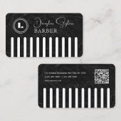 Faux black comb with logo barber 名刺 (正面/裏面)