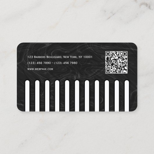 Faux black comb with logo barber 名刺 (裏面)