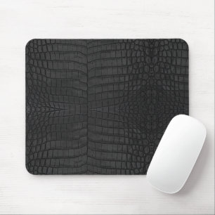Faux Black Crocodile Leather Print マウスパッド