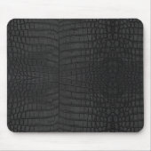 Faux Black Crocodile Leather Print マウスパッド (正面)
