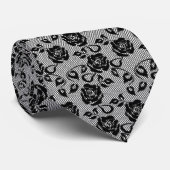 Faux Black Lace Neck Tie Fishnet with Roses ネクタイ (ロール)