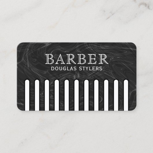 Faux black pattern comb barber 名刺 (正面)