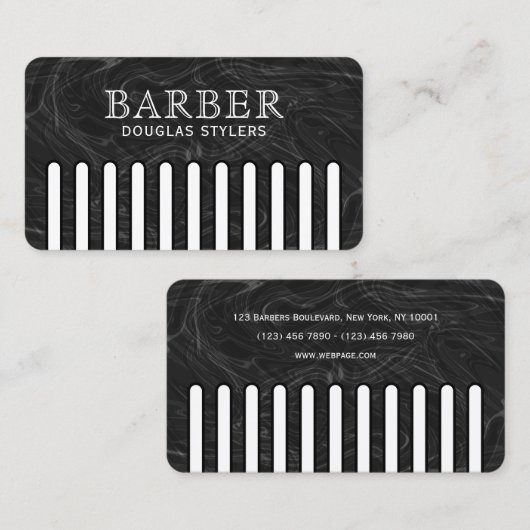 Faux black pattern comb barber 名刺 (正面/裏面)