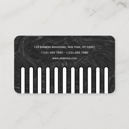 Faux black pattern comb barber 名刺 (裏面)