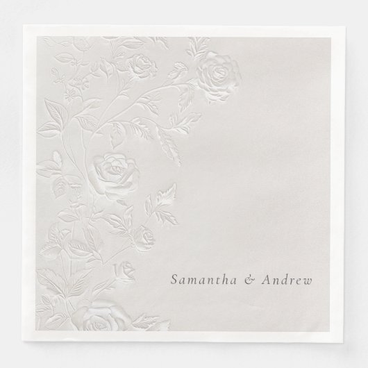Faux Blind Embossed Arch Wedding Napkins Elegant  (正面)