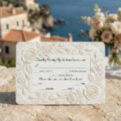Faux Blind Embossed Floral Sculpture Ivory 出欠カード