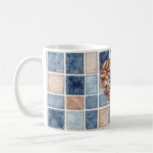 Faux Blue Cream Denim First Coffee Beans Heart コーヒーマグカップ (左)