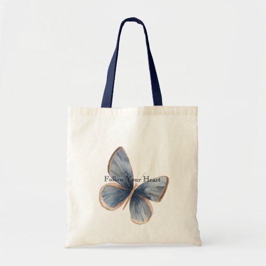 Faux Blue Denim Butterfly トートバッグ (正面)