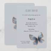 Faux Blue Denim Butterfly Birthday 招待状 (正面/裏面)