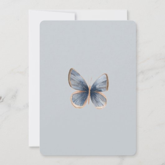 Faux Blue Denim Butterfly Wedding 招待状 (裏面)