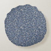 Faux Blue Glitter Cream Denim ラウンドクッション (裏面)