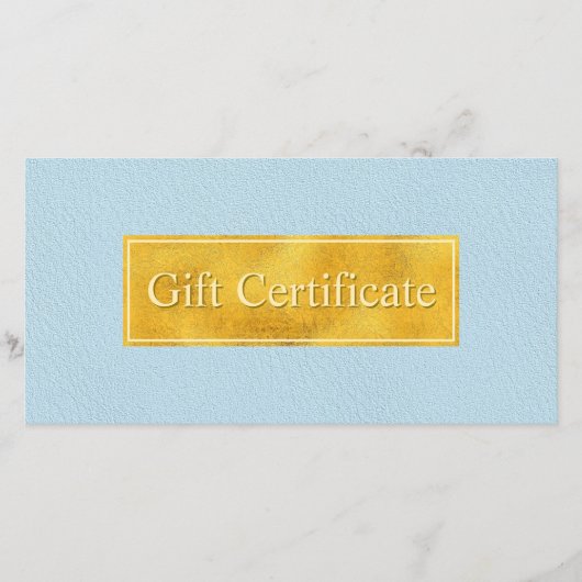 Faux Blue Leather And Gold Foil Gift Certificate (正面)