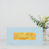 Faux Blue Leather And Gold Foil Gift Certificate (スタンド正面)