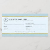 Faux Blue Leather And Gold Foil Gift Certificate (裏面)