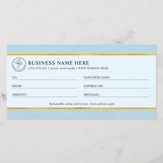 Faux Blue Leather And Gold Foil Gift Certificate (裏面)