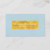 Faux Blue Leather Texture With Gold Foil Banner 名刺 (正面)