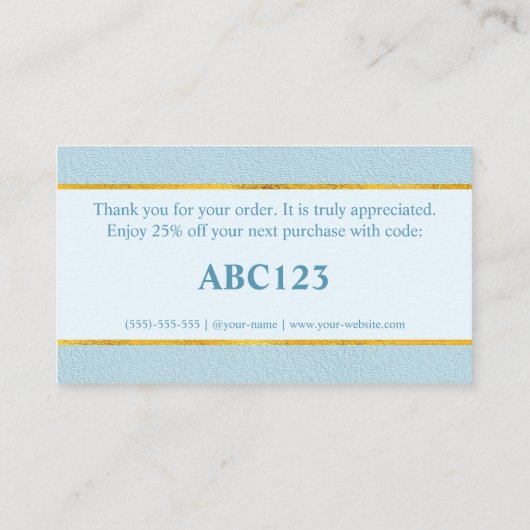 Faux Blue Leather Texture With Gold Foil Banner 名刺 (裏面)