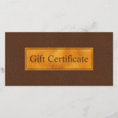 Faux Brown Leather And Gold Foil Gift Certificate (正面)