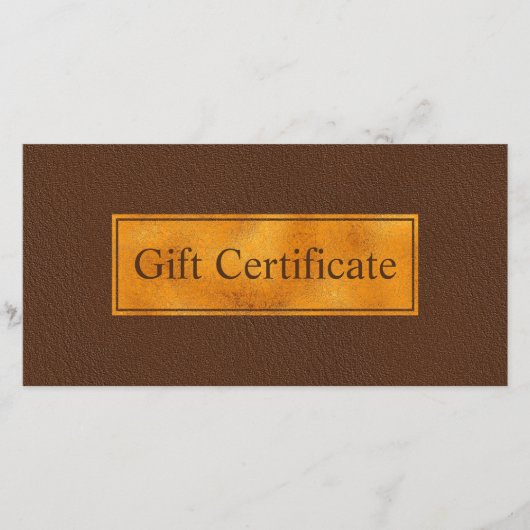 Faux Brown Leather And Gold Foil Gift Certificate (正面)