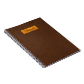 Faux Brown Leather Texture With Gold Foil Banner ノートブック (右側)
