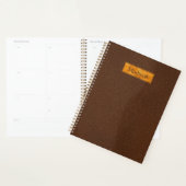 Faux Brown Leather Texture With Gold Foil Banner プランナー手帳 (ディスプレー)