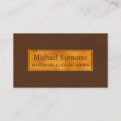 Faux Brown Leather Texture With Gold Foil Banner 名刺 (正面)