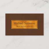Faux Brown Leather Texture With Gold Foil Banner 名刺 (正面)