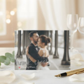 Faux Brush Script Photo Wedding サンキューカード