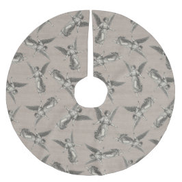 Faux burlap beige Angel traditional Christmas ブラッシュドポリエステルツリースカート