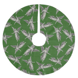 Faux burlap green Angel traditional Christmas ブラッシュドポリエステルツリースカート