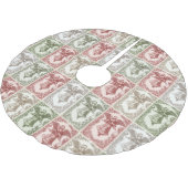 Faux burlap green Angel traditional Christmas ブラッシュドポリエステルツリースカート (アングル)