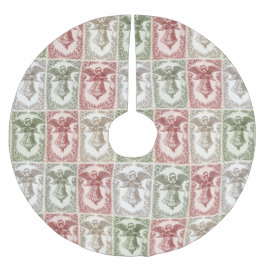 Faux burlap green Angel traditional Christmas ブラッシュドポリエステルツリースカート