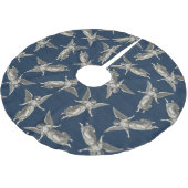 Faux burlap navy blue Angel traditional Christmas ブラッシュドポリエステルツリースカート (アングル)