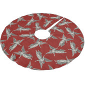 Faux burlap red Angel traditional Christmas ブラッシュドポリエステルツリースカート (アングル)