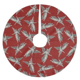 Faux burlap red Angel traditional Christmas ブラッシュドポリエステルツリースカート