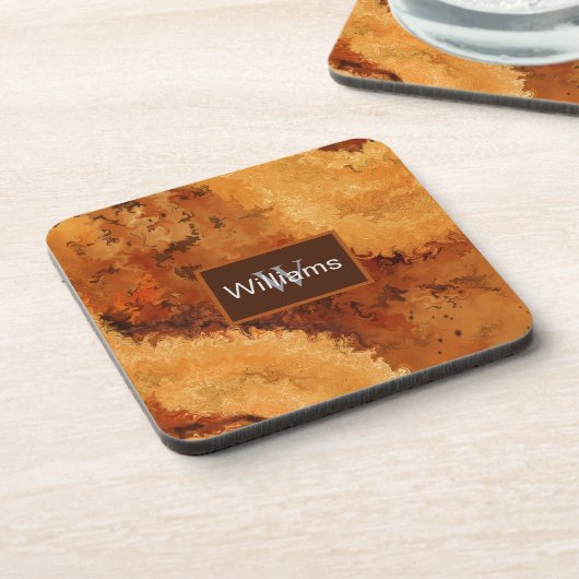 Faux Burled Walnut Monogrammed コースター (左側)