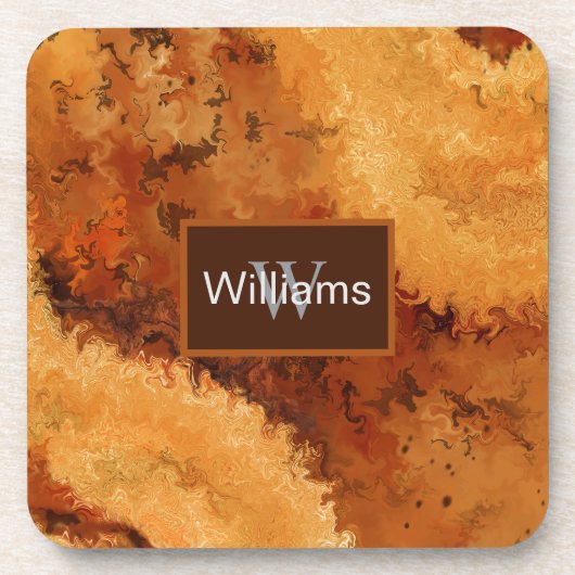 Faux Burled Walnut Monogrammed コースター (正面)