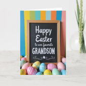Faux Chalkboard Grandson Easter Card カード (正面)