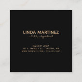 Faux Copper Gold Foil Your Logo Black スクエア名刺 (裏面)