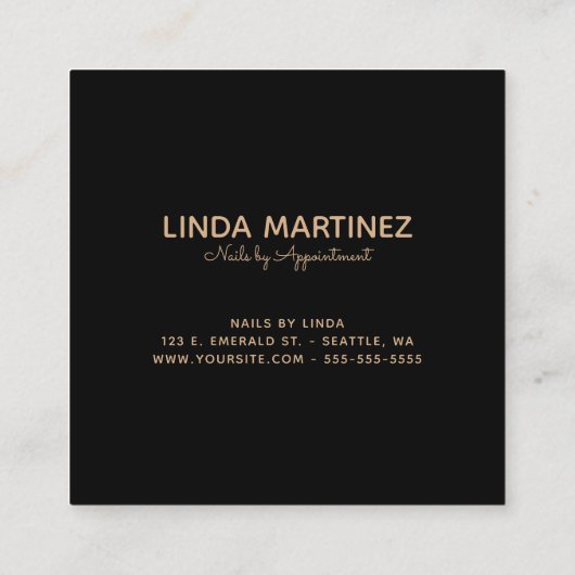 Faux Copper Gold Foil Your Logo Black スクエア名刺 (裏面)