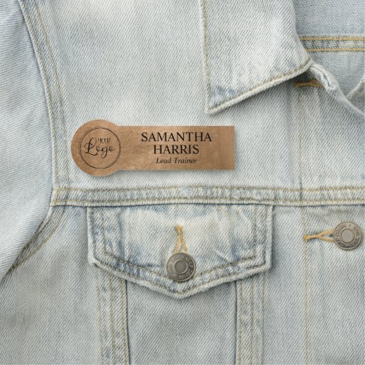 Faux Copper Gold Foil Your Logo Black Text 名札 (インサイチュ)