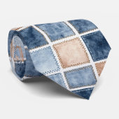 Faux Cream Denim Blue Jean ネクタイ (ロール)