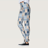 Faux Cream Denim Blue Jean レギンス (左)