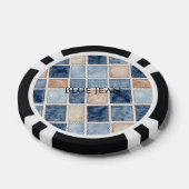 Faux Cream Denim Blue Jean Glitter ポーカーチップ (シングル)