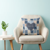 Faux Cream Denim Blue Jean Heart クッション (椅子)