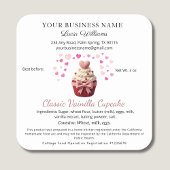 Faux Crochet Cupcake Cottage Law Food Bakery  スクエアシール