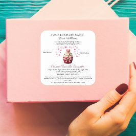 Faux Crochet Cupcake Cottage Law Food Bakery  スクエアシール