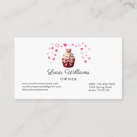 Faux Crochet Love Cupcake Bakery Business Card 名刺 (裏面)