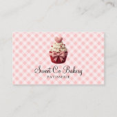 Faux Crochet Love Cupcake Bakery Business Card 名刺 (正面)