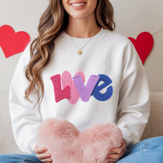 Faux Crochet Love Design Sweatshirt スウェットシャツ